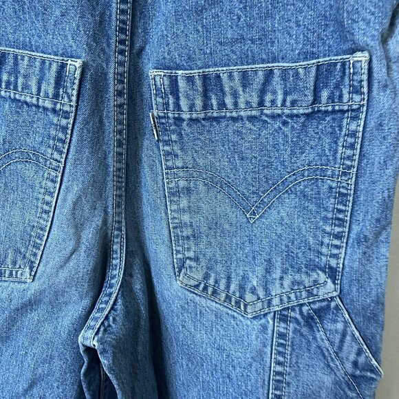 Vintage Levi's Kids Overalls Bib Dungaree Size 4/5 Blue Denim Jean Distressed - Picture 6 of 15